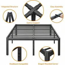 Askeld - Marco de cama tamaño King, plataforma de metal de 18 pulgadas de alto con pierna de esquina redonda, no necesita somier, base de cama resistente sin ruido, fácil de montar, negro - 14 pulgadas - Ver 10