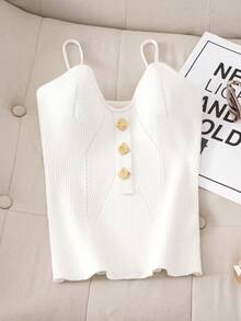 New Summer Women Sexy Short Tank Top Fashion Rib Knit Camisole - White - View 1
