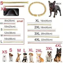 1pc Sparkling Faux Diamond Cuban Chain Dog Collar | Adjustable Puppy Necklace For Puppies And Cats | Luxury Pet Jewelry Gifts For Weddings/Birthdays/Christmas | Stylish Shiny Pet Accessories - Gold - View 5