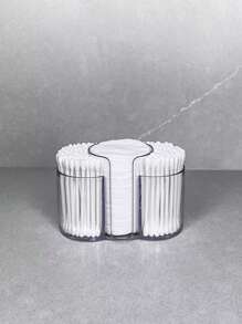 1pc Clear Swab Dispenser Holder, Bathroom Container 3 Section Swab And Makeup Pad Holder, Dressing Table Organizer For Swabs, Pads, Dental Floss,For Holiday Beach, Bathroom Collection, Bedroom Collection, Large Capacity