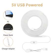 1Pcs Warm USB LED Neon Strip Lights 3m Flexible Neon Adjustable-Light Strip Silicone Rope Light For PC/Laptops Kitchen Bedroom Indoor Outdoor Decoration - Yellow - View 3