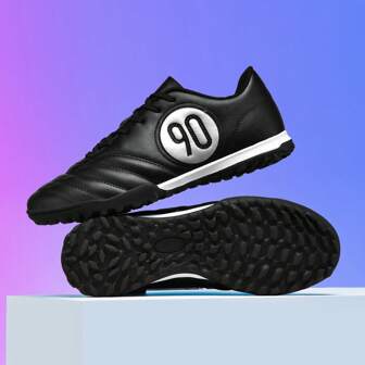 [الأداء الرياضي] أحذية كرة قدم رجالية عالية الرقبة - أحذية كرة قدم احترافية باللونين الأسود والبرتقالي النيون مع مسامير AG، جزء علوي من البولي يوريثان قابل للتهوية ونعل من مادة TPU، غير قابلة للانزلاق للتدريب والمنافسة في الهواء الطلق، ملحقات كرة القدم