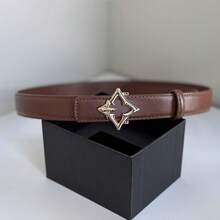 1pc Reversible Solid Color Women Waist Belt With 2 Interchangeable Gold & Silver Buckles, Suitable For Outdoor, Dating - Multicolor - View 10