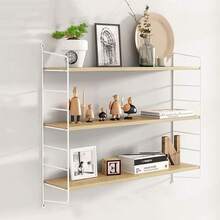 Mega-Size Wall Shelf, Large Wooden Frame Wall-Mounted Panel, 75 X 60 Cm, Japanese Modern Style, Waterproof! Does Not Damage Walls, Height Adjustable, Suitable For Living Room/Entrance/Office, Perfect As A Housewarming Gift - 卡其色 - 查看 5
