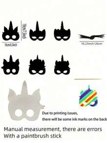 1/6/12pcs Unicorn Scratch Mask, 6 Styles Rainbow Unicorn Scratch DIY Mask Party Favor, Unicorn Themed Birthday Party Decor Craft Set With Wooden Stylus And Elastic Band, Valentine's Day Party Gift