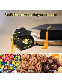 10/20pcs Graduation Cap Congrats Gift Boxes, Gold Tassel Packaging Boxes, Graduation Party Centerpiece Decor, Graduation Celebration Party Favors
