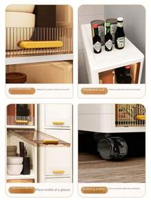 1pc 20cm/7.8" Wide Slim Slide Out Storage Cabinet, 3-5 Tiers Flip Top Storage Cart, Thick Plastic With Casters, Toy & Snack Organizer Rack For Living Room, Clothes Storage Cabinet, Dust-Proof Shelf