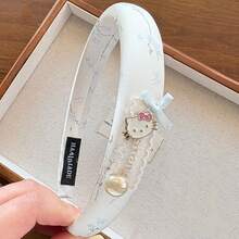 Sanrio Sanrio Spring Fresh And Sweet KT Cat Bow Hair Hoop Gentle Elegant Headband Versatile Hair Clip Accessories Back To School
