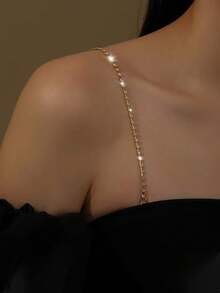 1pc Plastic Diamond Decor Minimalist Shoulder Chain, Versatile For Wedding Dress, Party Dress, Daily Wear