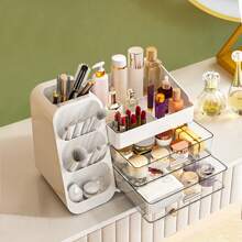 Makeup Organizer With Drawers, Combination Large Capacity Countertop Organizer For Vanity, Bathroom And Bedroom Desk Cosmetics Organizer, Easy To Storage Skincare, Brushes, Eyeshadow, Lotions, Lipstick Summer Travel, Vacation Home Bathroom Decor Holiday Back To School