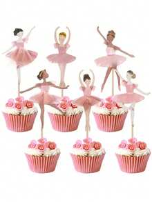12 件/24 件芭蕾舞者蛋糕装饰，粉色生日蛋糕装饰，芭蕾主题派对装饰，适用于生日婚礼用品、礼物