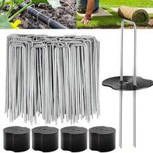 30pcs/Set 4 Inch U-Shaped Landscape Staples And Fixing Gasket Sets, Garden Landscape Staples Are Suitable For Outdoor Irrigation Hoses, Artificial Turf Nails, Fixed Fences And Tents, Etc - Multicolor - View 1