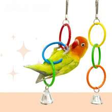 1pc Parrot Toy Colorful Hanging Ring For Biting, Playing, Climbing, Random Color, For Parrots And Other Pet Birds - Multicolor - View 6