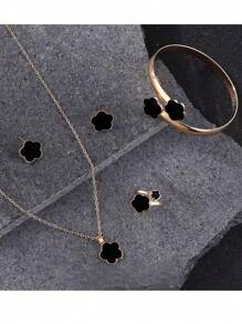 1 Set Lucky Star Bracelet, Necklace, Earrings, Bracelet, Ring 5pcs Jewelry Suit, Suitable For Party, Holiday Gifts, Daily Wear