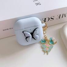 1 Set Cute Butterfly Silicone Airpod Case Cover With Keychain For Women - Purple - View 8