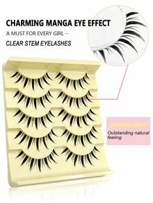 Asiteo 5 Pairs Cartoon Doll Style False Eyelashes, Thin Transparent Lash Stems, Made In Europe & US, Natural & Thick, Excellent For Photography. False Eyelashes