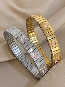 1 pieza Pulsera de reloj elástica con Charm de huella de gato elegante y lindo, chapada en oro de 18K de acero inoxidable, regalo del Día de la Madre, regalo para maestros, regalo de graduación, joyería bohemia, accesorios de playa, para fiesta diaria, viaje, rave/baile de graduación, joyería dorada