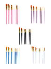 10pcs/50pcs Plastic Handle Painting Brush Set, Watercolor Acrylic Oil Art Paint Brushes For Drawing