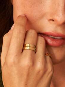 1 Stück personalisierter minimalistische Edelstahl Namensring, hypoallergen, perfektes Geschenk zum Valentinstag, Muttertag, Sommer, für Paar, Freunde, Mütter, Väter - Gold, Mode, Retro, Unisex, einfach, Lässig, Hip-Hop, Goth, Punk, personalisiert, einzigartiges Geschenk für Sie, Freundin