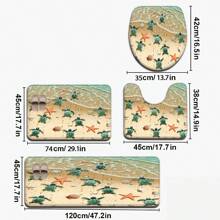 4pcs Multicolor Modern Art Series Rich Color Pattern Comfortable Bath Mat For Toilet, Bathroom, Bedroom