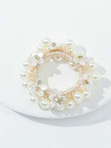 1 件/2 件/3 件花朵和仿珍珠装饰发带优雅马尾辫固定器发带弹性发绳 - 彩色 - 查看 12