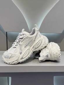 bingyuanjing 复古仿旧街头时尚百搭休闲男士鞋，舒适厚底高帮运动鞋 - 白色 - 查看 4