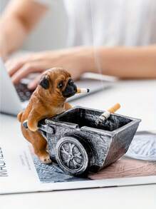 Cendrier en résine créatif en forme de carré de chien carlin. Accessoire de décoration d'intérieur, de bar, cadeau de fantaisie personnalisé sans électricité