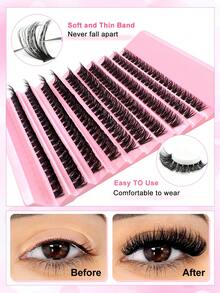 200pcs D Curl DIY Eyelash Cluster, 80D Cluster Eyelashes, 0.07mm D Curl 8-16mm Mixed Natural Eyelash Extensions, Super Thick And Lengthening Cluster Eyelashes, Curly Single Eyelashes, Thin And Lengthening Eyelashes, Lengthening And Cartoon-Like Appearance Eyelashes, Suitable For Beginners At Home200pcs Extra Thick False Eyelashes, 200pcs Large Capacity Lash Clusters, Eyelash Clusters, Individual Eyelashes, Lashes, Fake Lashes - D - View 2