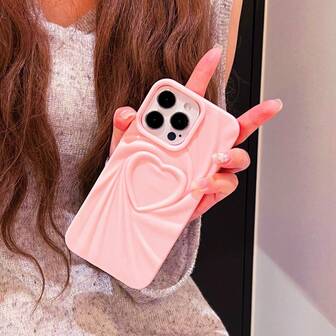 Minimalist Black Matte 3D Heart Shape Phone Case Compatible With IPhone 17 Pro Max/17/17 Air, 16 Pro Max/16/16 Pro/16 Plus, 15/15 Pro Max/15 Pro, 11/12/13/11 Pro/11 Pro Max/12 Pro/12 Pro Max/13 Pro Max/14 Pro/14 Pro Max, XS/XR, Creative & Unique Design