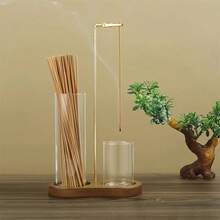 二合一香炉，金属丝香炉，带可拆卸玻璃灰烬收集器和烛台，优雅的香薰疗法，适用于冥想、瑜伽、茶室和家居装饰，客厅配件 - 彩色 - 查看 3
