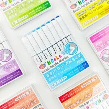120 Farben/Set kreative professionelle gerade flüssige Acrylmarker mit automatischer Tintenkontrolle zur Verwendung für Felsen Malerei, Keramik, Holz, Leinwand, Glas, Stein, Stoff, Kartenherstellung, Kunstbedarf