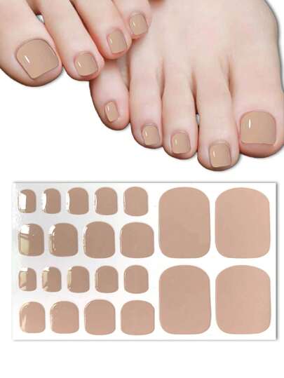 22pcs Toe Nail Stickers With 1pc Foot File, Nail Art Stickers For Teenage Girls, Full Cover Nail Polish Strips, Self-Adhesive Nail Art Decals Decoration Suitable For Women & Girls DIY Manicure