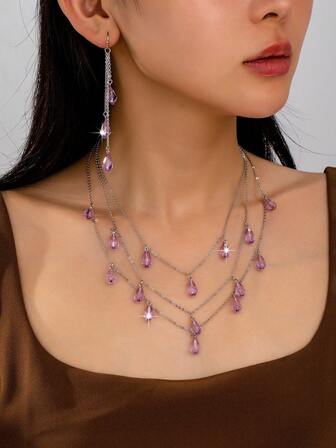 2025春夏性感个性百搭女士耳环和项链首饰套装