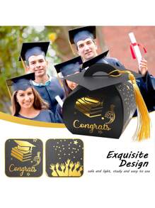 10/20pcs Graduation Cap Congrats Gift Boxes, Gold Tassel Packaging Boxes, Graduation Party Centerpiece Decor, Graduation Celebration Party Favors