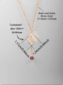 Collar personalizado con letra en inglés + gema de piedra natal, collar para miembro de la familia, regalo para el Día de la Madre/San Valentín/Cumpleaños/Aniversario, para amigos, compañeros de clase, graduación, Navidad, regalo familiar premium