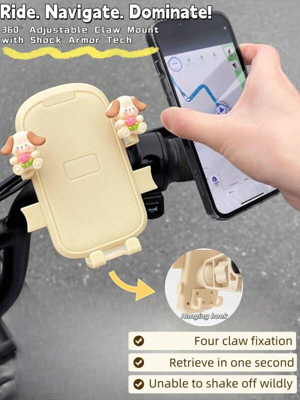 Soporte magnético de teléfono a prueba de golpes con diseño de pulpo lindo | Soporte universal de 360° para motocicleta, bicicleta, vehículo eléctrico | a prueba de choques de grado militar + gancho de liberación rápida para paisaje y retrato | Accesorios de ciclismo, soporte para vehículos con diseño de dibujos animados, equipo deportivo para exteriores