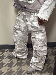 DK-MB Men's Hip-Hop American Vintage Loose Printed Casual Pants, Couple Loose Straight Leg Trousers, Streetwear Relaxed Drawstring Outdoor Pants, Men Cargo Pants Streetwear - Multicolor - View 6