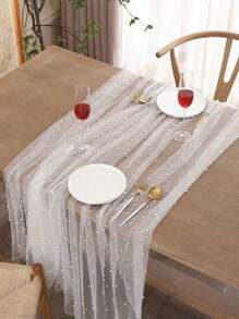 1 Piece Pearl Chiffon Decorative Table Flag Wedding Decoration Tablecloth Indoor And Outdoor Table Decoration Cloth Solid Color Beautiful Background Cloth Wedding Supplies