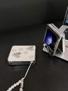 1 件心形珍珠手链和可折叠手机壳,适用于三星 Galaxy Z Flip 5、Galaxy Z Flip 4/3、Galaxy Z Flip 6 可折叠手机壳、透明 Galaxy Z Flip7 带挂绳,简约时尚 - 無色 - 查看 5