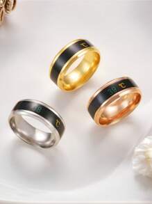 1 pieza Anillo de temperatura inteligente y elegante de acero inoxidable con cambio de color sensible a la temperatura, anillo de estado de ánimo dinámico, joya de regalo para Navidad y San Valentín para hombres y mujeres