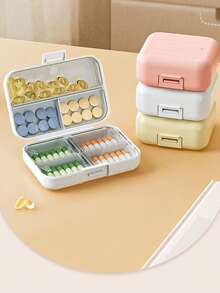 1 个 7 隔层便携式旅行迷你药盒，防水防潮药丸储存容器，适合储存药物、戒指和其他小物品