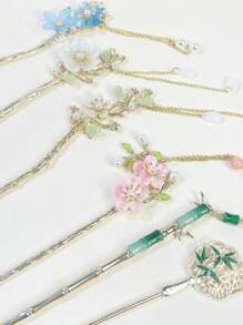 6pcs Chinese Style Hair Clips & Accessories Set, French Minimalist Casual Fashion Retro Zinc Alloy Material Hanfu Headpieces, New Chinese Style Bun Hairpin, Tassel Hairpin, Ancient Costume Headpiece, High-End Quality, Ideal Valentine's Day Couples Gift, Bestseller, Bun Extension, Pins For Hair