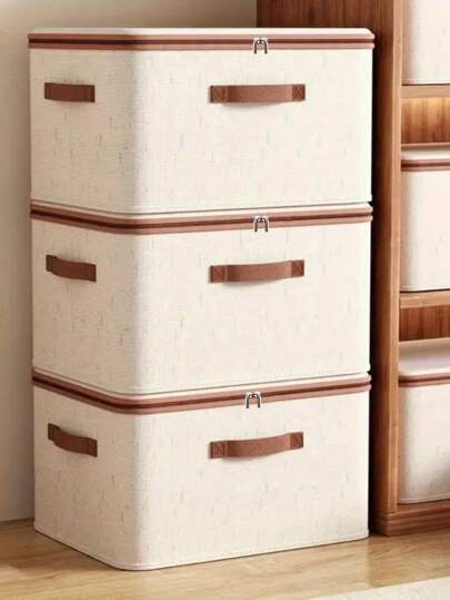 Foldable & Portable Storage Box, Dust-Proof Clothes & Quilt Organizer, Spring-Loaded Home Storage Container - Convenient & Space-Saving, Suitable For Bedding, Fabrics, Storing Clothes & Quilts For Spring, Outdoor Yard Storage, Back To School Season (Slight Color Transfer & Printing May Occur Due To Textile Material But Won't Affect Usage) Bag, Makeup Bag, Toiletry Bag, Desk Organiser, Cosmetic Bag, Makeup Pouch, Jewellery Box, Pouch, Makeup Brush Holder, Brush Holder, Perfume Organiser, Pouch Bag