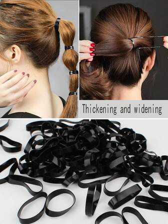 900/450pcs Women's Thick Black Hair Ties, Elastic Hair Bands, Durable & High Stretch Hair Scrunchies ,Ponytail Holders ,Hair Elastics ,Hair Rubber Bands ,Hair Rope