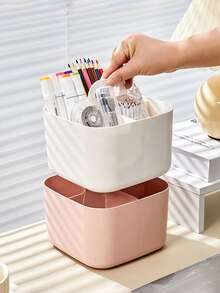 Stackable Organizing Box For Bathroom, Office, Handicrafts Or School Supplies. Portable Hand-Held Storage Box For Tabletop Bathrooms. Cosmetics Organizer With Eyeshadow, Lipstick And Makeup Brushes. Multi-Purpose Storage Rack. - Multicolor - View 4