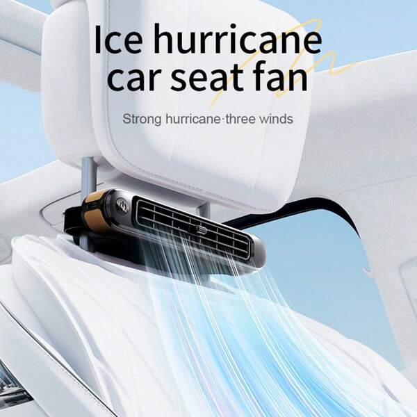 1pc USB Powered Cord Portable Car Seat Cooling Fan, Car Fan Air Conditioner, 3 Wind Speeds, Built-In Dual Turbo Fans, Independent Switch, Compact Design, Business Style, Silent Operation, Suitable For , Trucks, Cars, Etc.