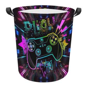 Kids Hamper Gamer Room Decor - Game Laundry Basket For Boy Bathroom Decor - Gaming Kids Laundry Basket Storage Hamper Gaming Decor For Dirty Clothes Bedroom Bathroom Holiday Gift