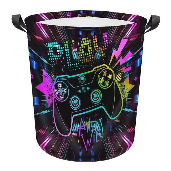 Cesto de ropa Gaming para niños - Cesta de lavandería decoración de habitación para niños gamers - Cesto de almacenamiento de ropa sucia cesta de lavandería decoración gaming para dormitorio y baño, regalo ideal