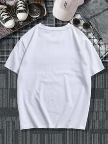 YUNCHIC - Men's Dropped Shoulder Loose Fit Printed T-Shirt, Spring/Summer - White - View 3