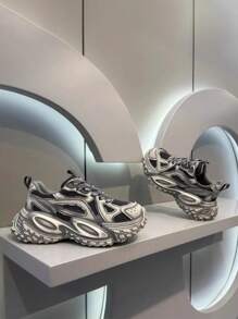 Zapatillas deportivas con suela gruesa cómodas y con estilo vintage desgastadas para hombre, calzado atlético muy atractivo y con diseño de calle